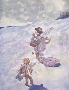 Christmas Angels with Toys by Charles Robinson