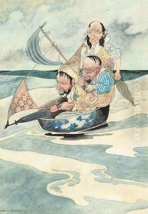 Three men in a tub by Charles Robinson