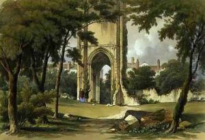 Grey Friars, Richmond, view of the Tower, from The Monastic Ruins of Yorkshire, engraved by George Hawkins 1819-52, 1842 by William Richardson