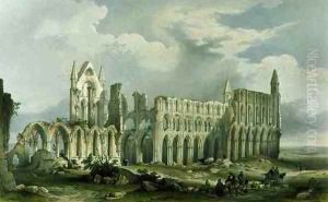 Whitby Abbey from the South West, from The Monastic Ruins of Yorkshire, engraved by George Hawkins 1819-52, 1842