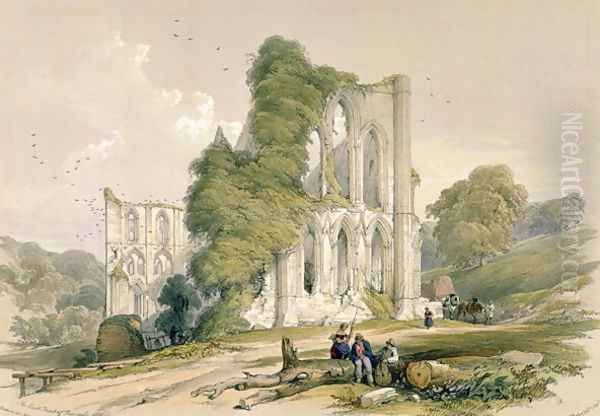 Rievaulx Abbey, from the East Front, from The Monastic Ruins of Yorkshire, engraved by George Hawkins 1819-52, 1843 - view 1