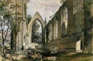 Bolton Abbey, interior of the Choir, from The Monastic Ruins of Yorkshire, engraved by George Hawkins 1819-52, 1842 by William Richardson