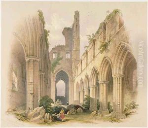 Kirkstall Abbey, the Nave and Choir, from The Monastic Ruins of Yorkshire, engraved by George Hawkins 1819-52, 1842
