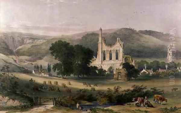 Byland Abbey from the South West, from The Monastic Ruins of Yorkshire, engraved by George Hawkins 1819-52, 1842 - view 1