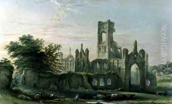 Kirkstall Abbey from the South East, from The Monastic Ruins of Yorkshire, engraved by George Hawkins 1819-52, 1842 - view 1