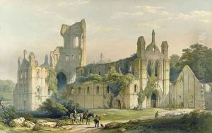 Kirkstall Abbey from the North West, from The Monastic Ruins of Yorkshire, engraved by George Hawkins 1819-52, 1843 by William Richardson