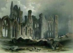 Whitby Abbey from the North-East, from The Monastic Ruins of Yorkshire, engraved by George Hawkins 1819-52, 1843 by William Richardson