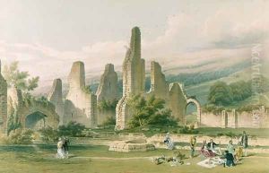 Sawley Abbey, from The Monastic Ruins of Yorkshire, engraved by George Hawkins 1819-52, 1842