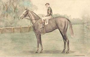 A racehorse with jockey up
