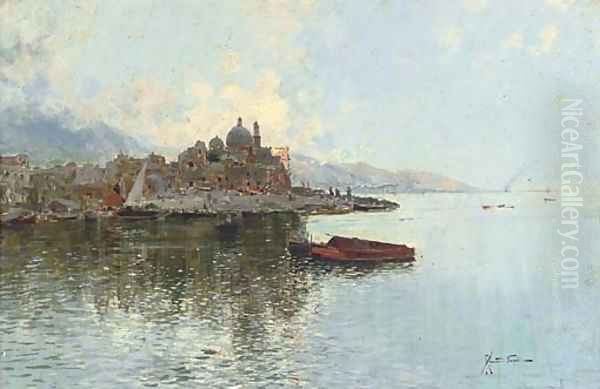 Fishing vessels moored at the Bay of Naples - view 1