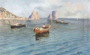 Fishermen off the Capri coast by Oscar Ricciardi