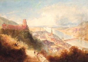 Castle and Town of Heidelberg, Germany by Thomas Charles Leeson Rowbotham