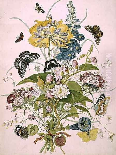 Still life of flowers including a parrot tulip, larkspur, sweet william, gentian and cyclamen, 1769 - view 1