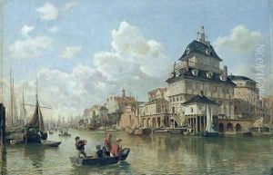 The Boat House at Hamburg Harbour, 1850 by Valentin Ruths