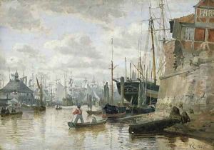 The Log Cabin at Hamburg Harbour, 1848 by Valentin Ruths