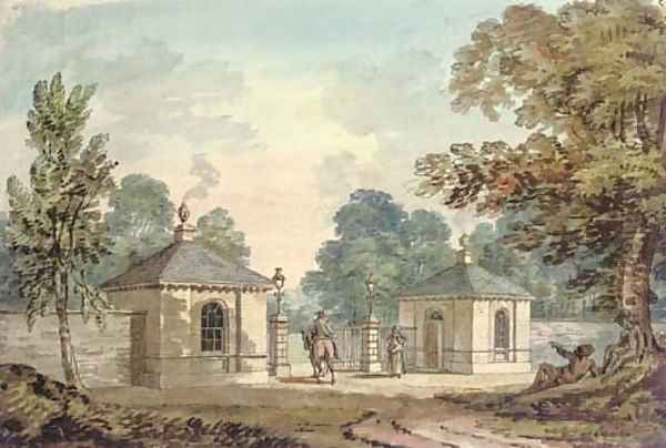 Figures before a gateway - view 1