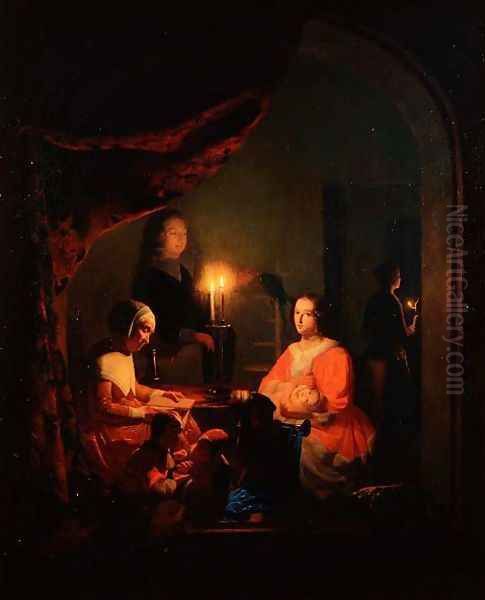 A Family in a Candlelit Interior, 1852 - view 1