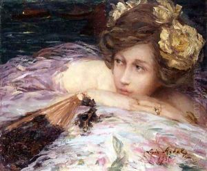 A Lady with her Fan by Louis Ridel