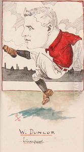 Billy Dunlop, Liverpool, drawing for a set of cigarette cards, 1907 by Rip