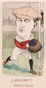 Jimmy Ashcroft, Woolwich Arsenal, drawing for a set of cigarette cards, 1907 by Rip