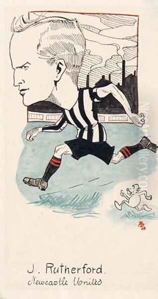 Jock Rutherford, Newcastle United, drawing for a set of cigarette cards, 1907 - view 1