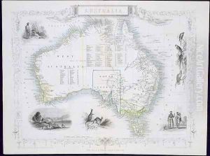 Australia, from a Series of World Maps published by John Tallis and Co., London and New York, 1850s by John Rapkin