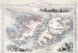 Falkland Islands and Patagonia, from a Series of World Maps published by John Tallis and Co., New York and London, 1850s by John Rapkin