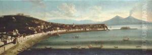 The Bay of Naples, from the West, with the Chiaia, San Martino, Capodimonte, Castel dell'Ovo and with Vesuvius beyond