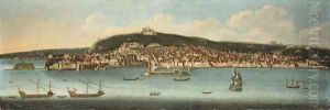The Bay of Naples looking towards the Vomero with the Castel dell'Ovo