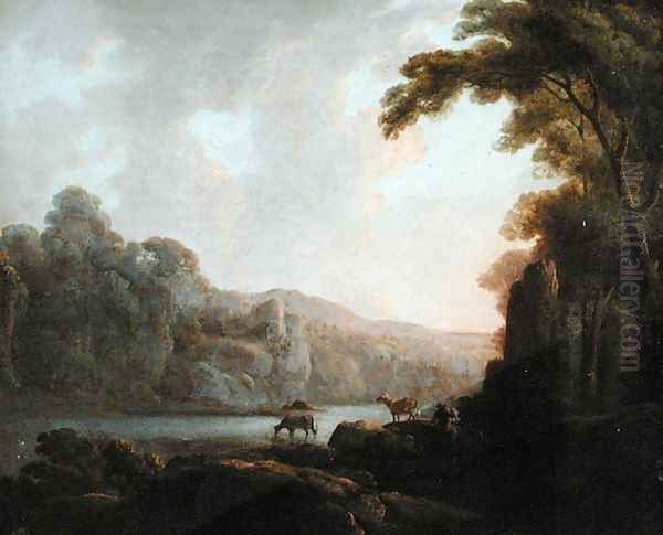 Lakeside Scene with Cattle - view 1