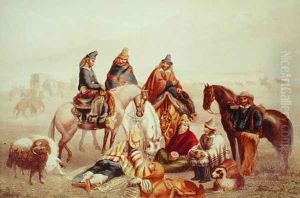 Costumes of Chilean Rustics, illustration from Historia de Chile by Claudio Gay, engraved by Laemlein, 1854 by Johann Moritz Rugendas
