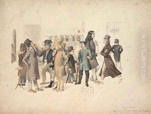 German Artists in Cafe Greco by Ludwig Sigismund Ruhl