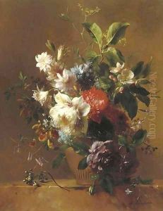 An exuberant still life with flowers