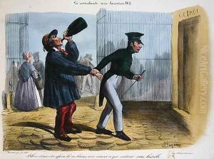 Discovery of Contreband at the Customs Barrier at the entry to Paris, c.1840