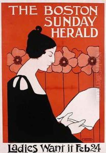 Ladies Want It Feb 24, advertisement for The Boston Herald, c.1899 by Ethel Reed