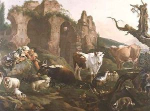 Lovers in a Classical Landscape with Animals