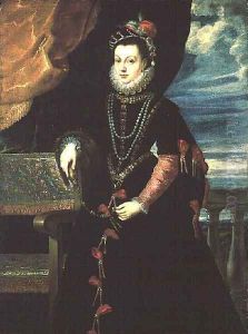 Portrait of Isabelle de Valois, Queen of Spain, wife of Philip II of Spain 1527-98 by (studio of) Rubens, Peter Paul