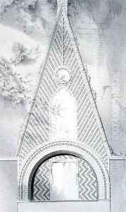 Door Heads, In Campiello della Chiesa, San Luca, from Examples of the Architecture of Venice by John Ruskin, engraved by J.C. Armitage, 1851 by John Ruskin