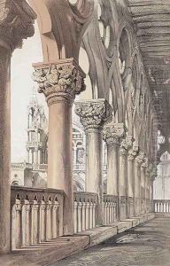 The Ducal Palace, Renaissance Capitals of the Loggia, from 'Examples of the Architecture of Venice by John Ruskin, engraved by G. Rosenthal, 1851 by John Ruskin