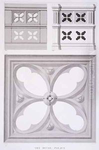 The Ducal Palace, Compartments of the Southern Balcony, from Examples of the Architecture of Venice by John Ruskin, aquatint by R.P. Cuff, 1851