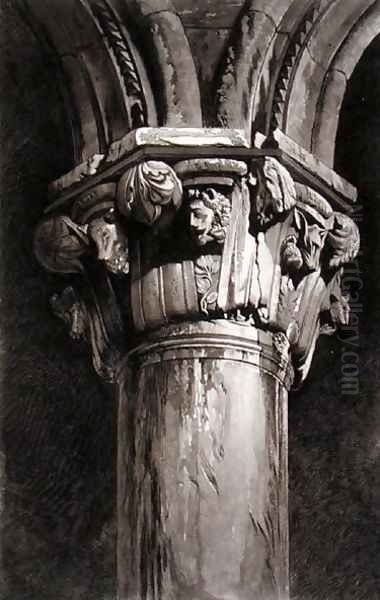The Ducal Palace, Twentieth Capital, from Examples of the Architecture of Venice by John Ruskin, aquatint by S. Reynolds, 1851 - view 1