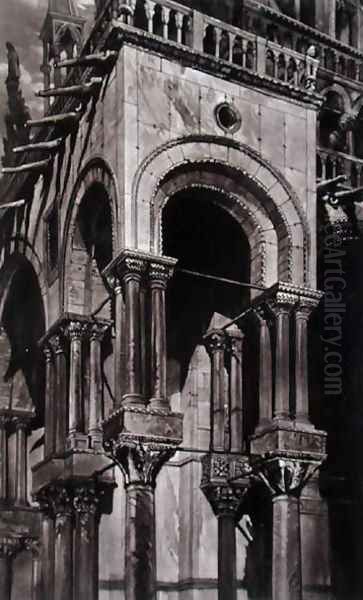 St. Marks, Southern Portico, from Examples of the Architecture of Venice, by John Ruskin, aquatint by Lupton, 1851 - view 1