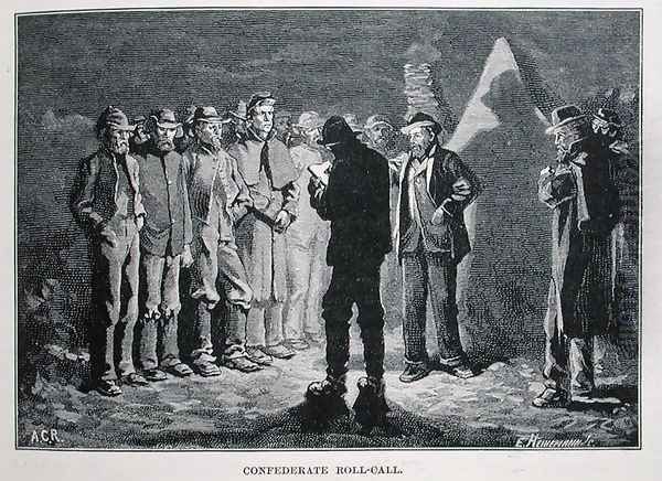 Confederate Roll-call, engraved by Ernst Heinemann 1848-1912, illustration from Battles and Leaders of the Civil War, edited by Robert Underwood Johnson and Clarence Clough Buel - view 1