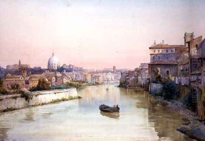 View of the Tevere from the Ponte Sisto by Ettore Roesler Franz