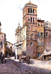 View of Santa Maria in Monticelli, Rome by Ettore Roesler Franz