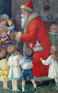 Father Christmas with Children by Karl Roger