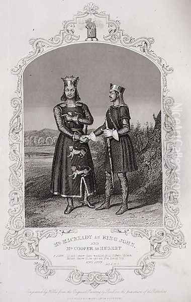 Mr Macready as King John and Mr Cooper as Hubert, Act III Scene 3 of King John, engraved by George Hollis 1792-1842 pub. by John Tallis and Co - view 1