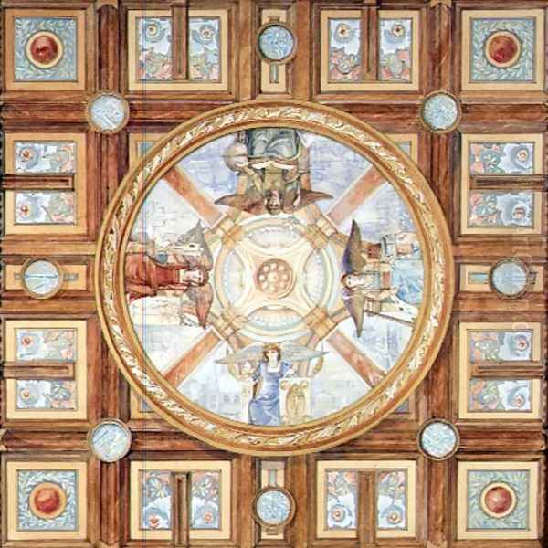 Design for a Drawing Room Ceiling for Warnham Court in Sussex - view 1