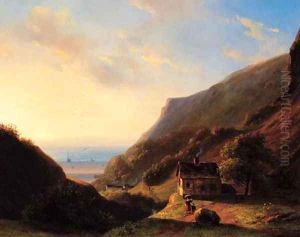 A coastal landscape at sunset