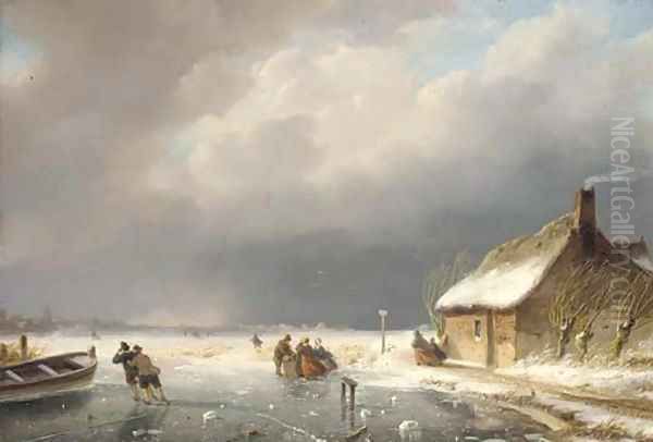 Skaters on a frozen river 2 - view 1